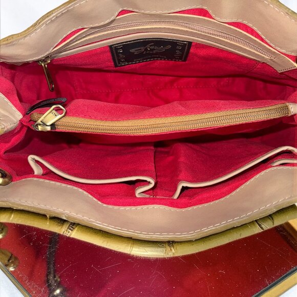 Sharif Legacy Hieroglyphic Egyptian Leather Satchel with Bamboo Handles - New - Picture 6 of 16